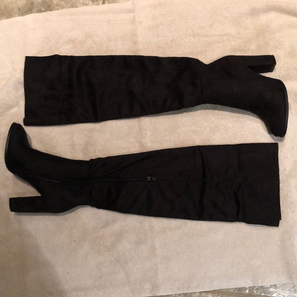 Black suede over the knee boots